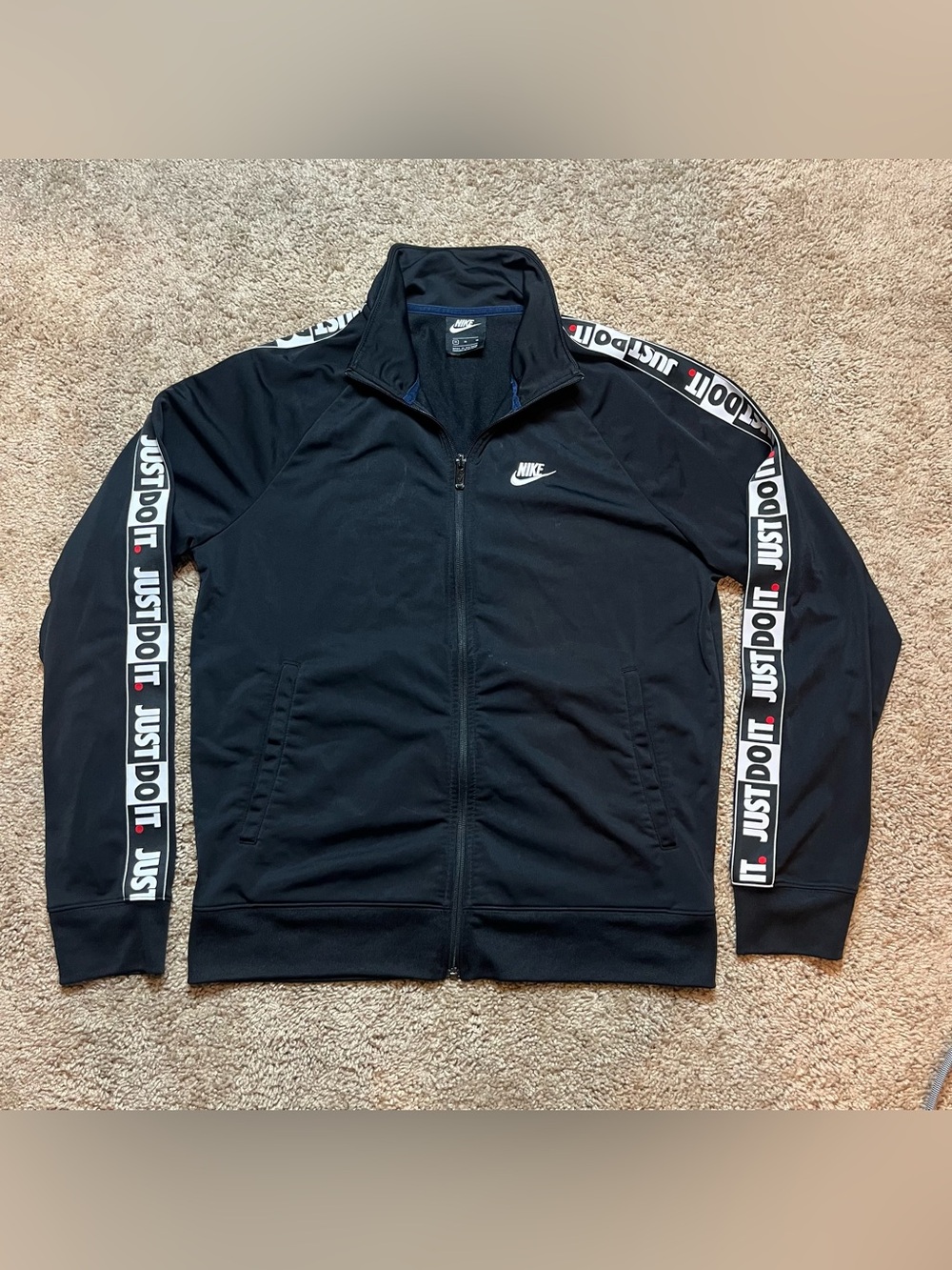 Nike Just Do It Track Jacket Black Full Zip Mens Size Medium